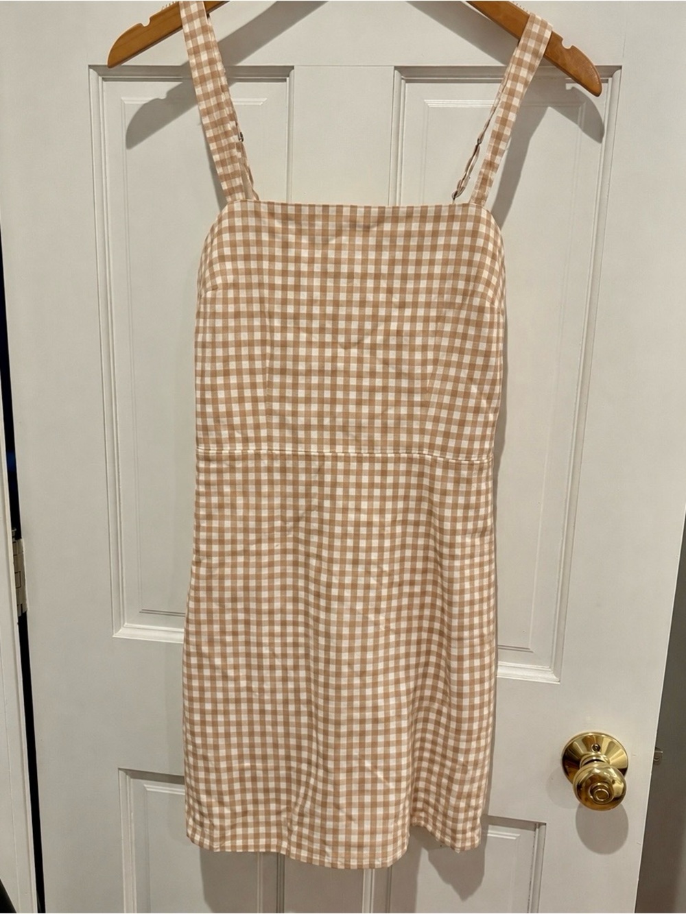 Abercrombie Gingham Cotton Square Neck Mini Dress